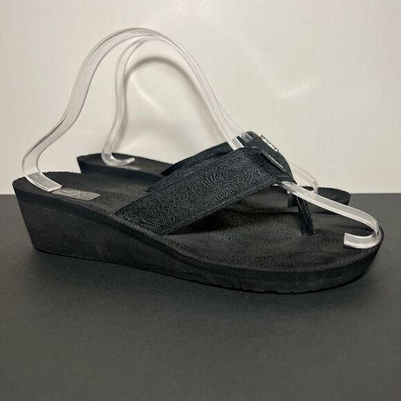 Teva Shoes - Womens TEVA Mush Mandalyn Wedge 2 Black Flip Flop Sandals / Size 9